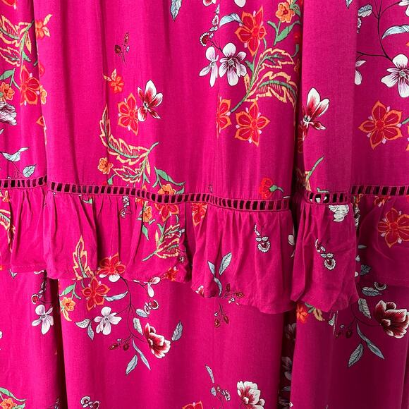 TORRID Pink Womens Skirt Size 2 2X 18-20 Floral Boho‎ Spring Ruffle Maxi Skirt - Picture 4 of 10